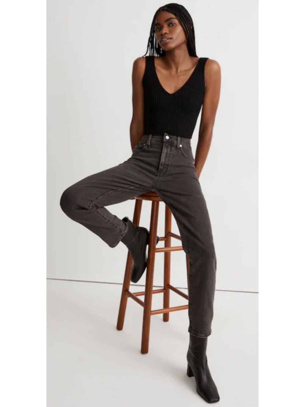 MADEWELL Perfect Vintage Jeans Gray Black 26 T Tall Long EUC